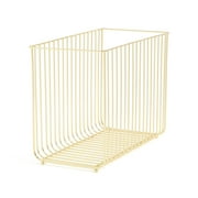 U Brands Bent Wire Hanging File Basket, 9.2 x 12.4 x 6.1 in., Gold Metal