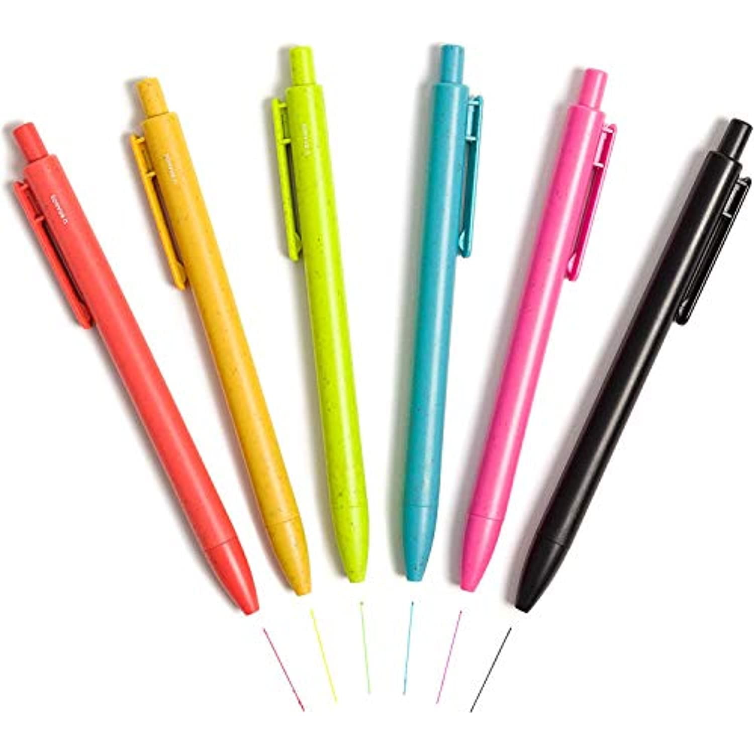U Brands Bold & Bright Colored Hybrid Ink Eco Friendly Ballpoint Pens, Set  of 6
