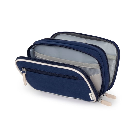 U Brands Navy Canvas Tech Organizer for Chargers, Cords, and Accessories, 7.8 x 5 inches