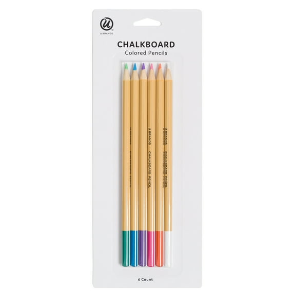 U Brands Chalkboard Colored Pencils, Assorted Colors, Ages 12+, 6 Count, 590U