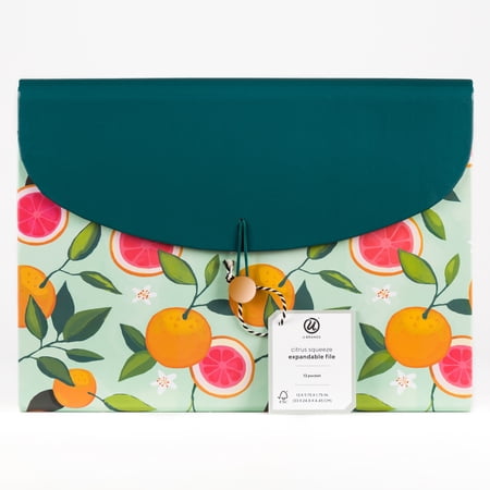 U Brands 13 Pocket Expandable File, 13'' x 9.18'' x 1.47'', Citrus Squeeze