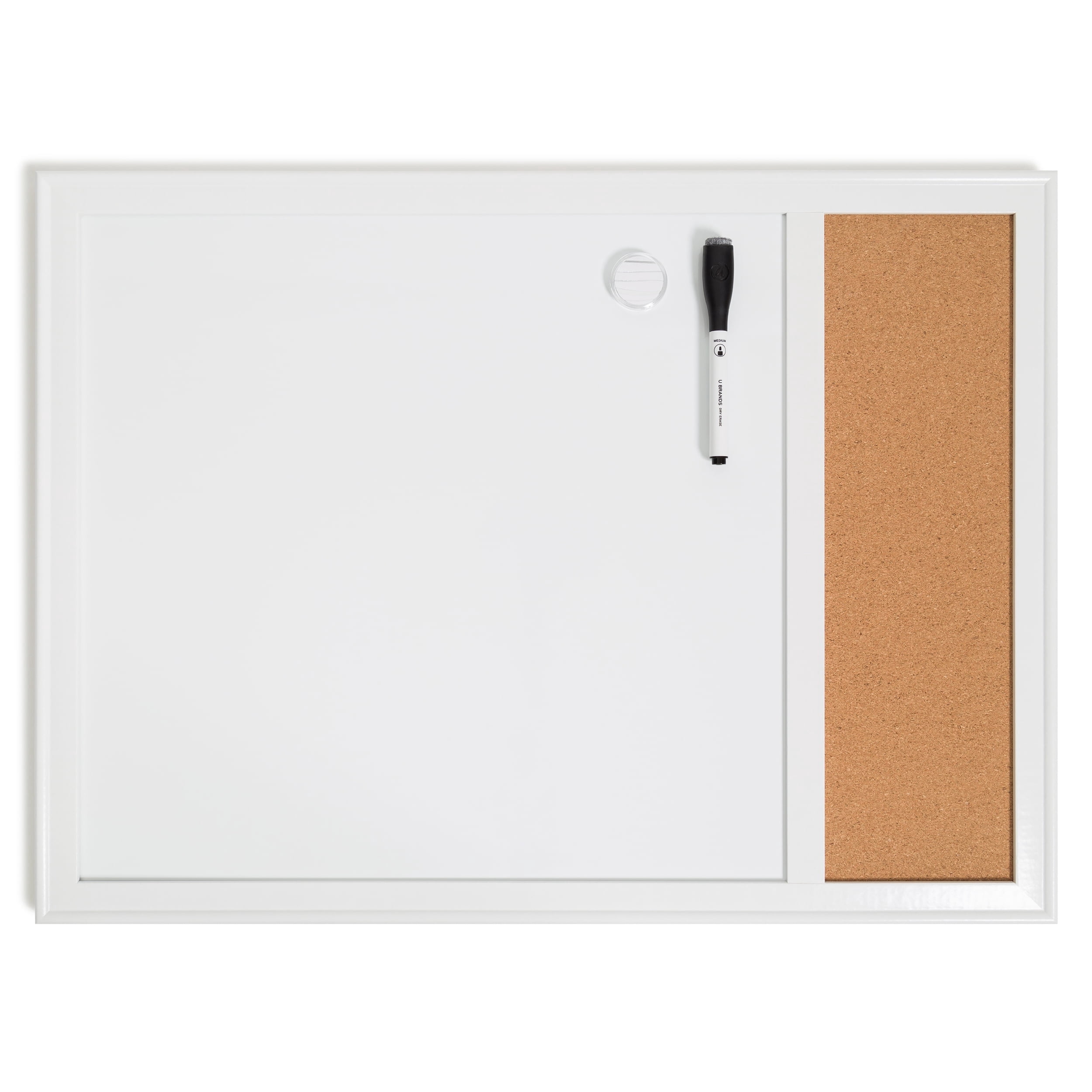 Colorfish Combination Board, Whiteboard, Cork Board, 17 x 23 in., White Decor Frame