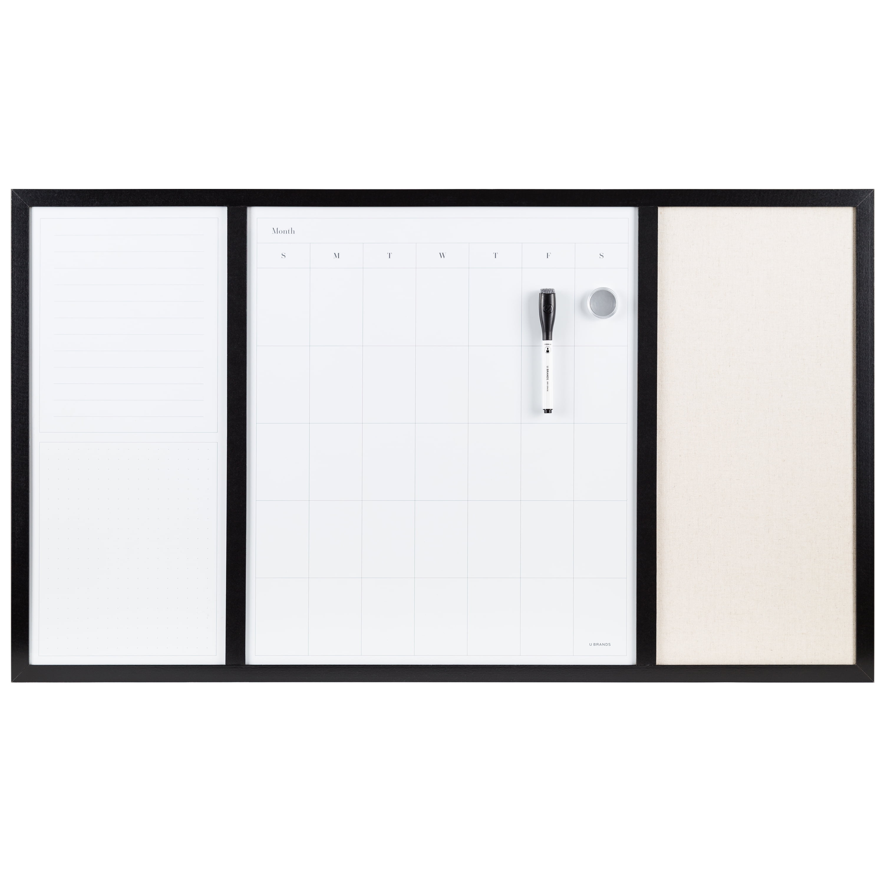 U Brands Command Center Whiteboard and Linen Bulletin Board, 20