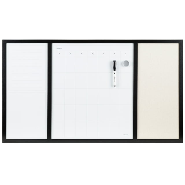 U Brands Command Center Whiteboard and Linen Bulletin Board, 20" x 35