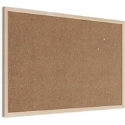 U Brands Cork Bulletin Board, 23 x 35 Inches, Light Birch Wood Frame