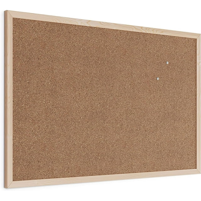 U Brands Cork Bulletin Board, 23 x 35 Inches, Light Birch Wood Frame