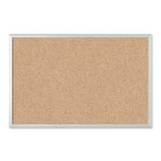 U Brands Cork Bulletin Board, 36 x 24 inches, Brown, Silver, Aluminum Frame
