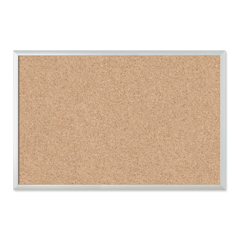 Bulletin Bar I, 24 x 1, Brown Surface, Silver Aluminum Frame Bulletin Bar I, 24 x 1, Brown Surface, Silver Aluminum Frame