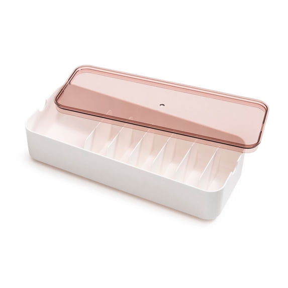 U Brands Drawer Cable Organizer Box with 7 Compartments, 11 x 4.37 x 2.37 in., White and Pink