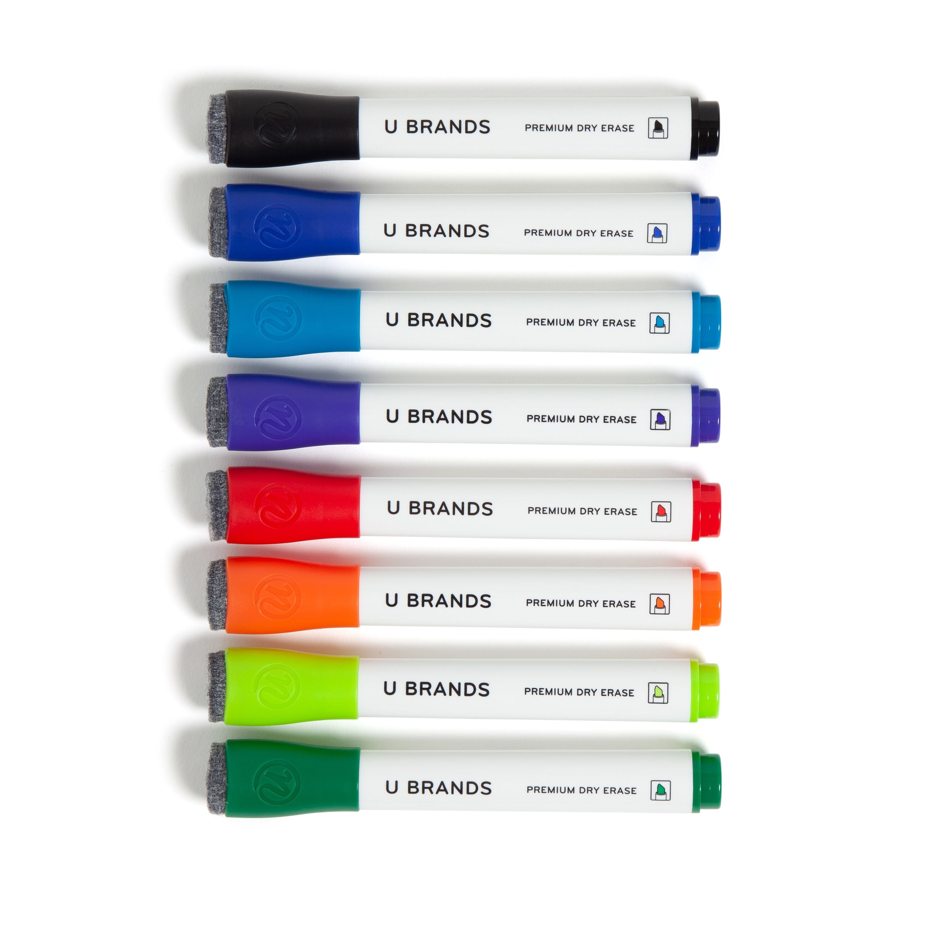  U Brands Medium Point Dry Erase Markers, Office Supplies,  Assorted Pastel Colors, with Eraser Cap, 8 Count : Office Products