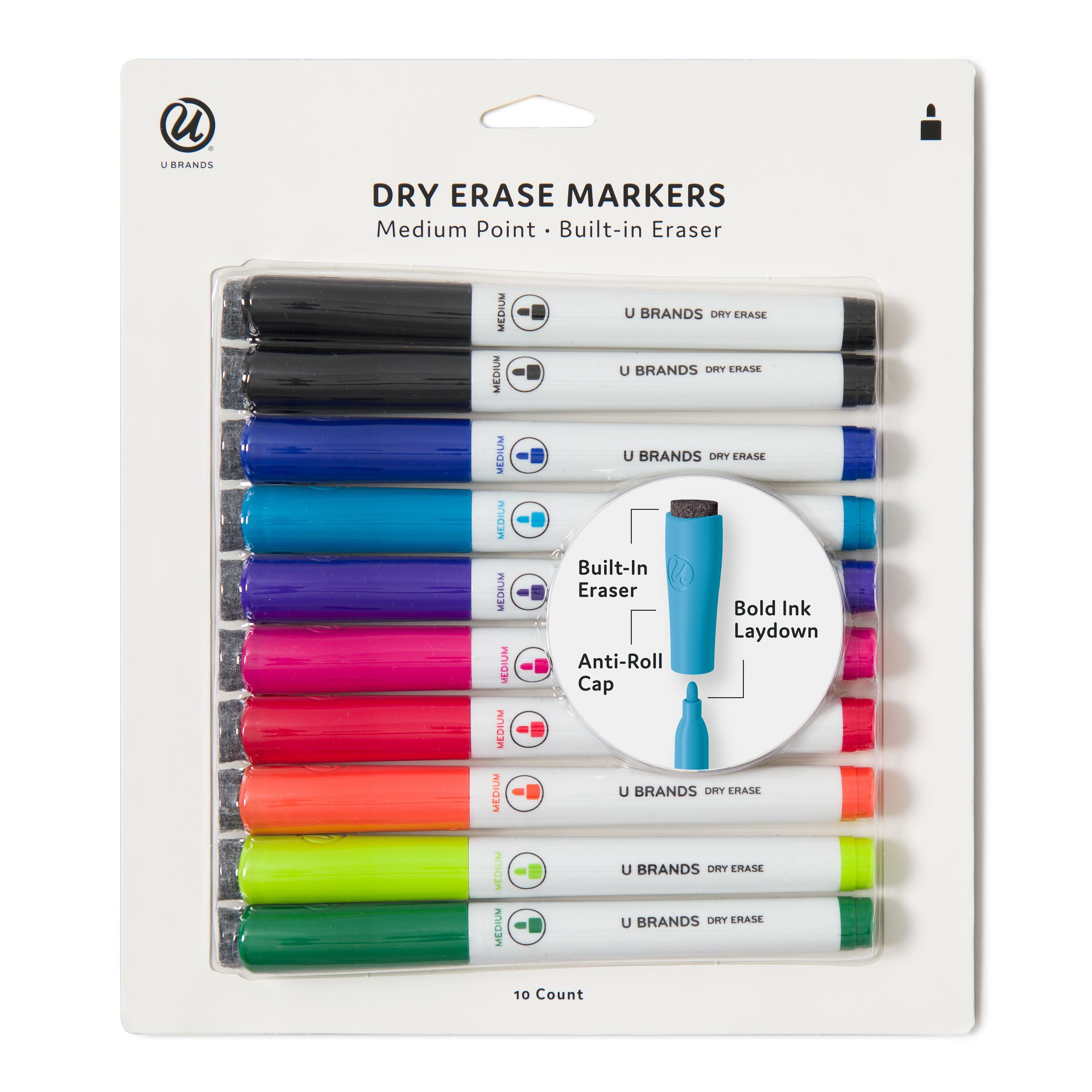 U Brands Fashion Pastel Medium Point Dry Erase Markers, 6-Count 