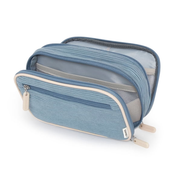 U Brands Corduroy Tech Organizer for Chargers, Cords and Accessories, 7.8 x 5 Inches, Blue