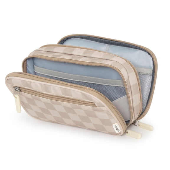 U Brands Canvas Tech Organizer for Chargers, Cords and Accessories, 7.8 x 5 Inches, Check Pattern