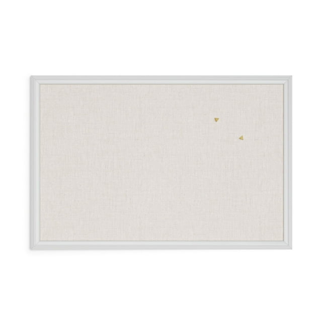 U Brands Farmhouse Linen Bulletin Board, 30"x20", White Wood Style
