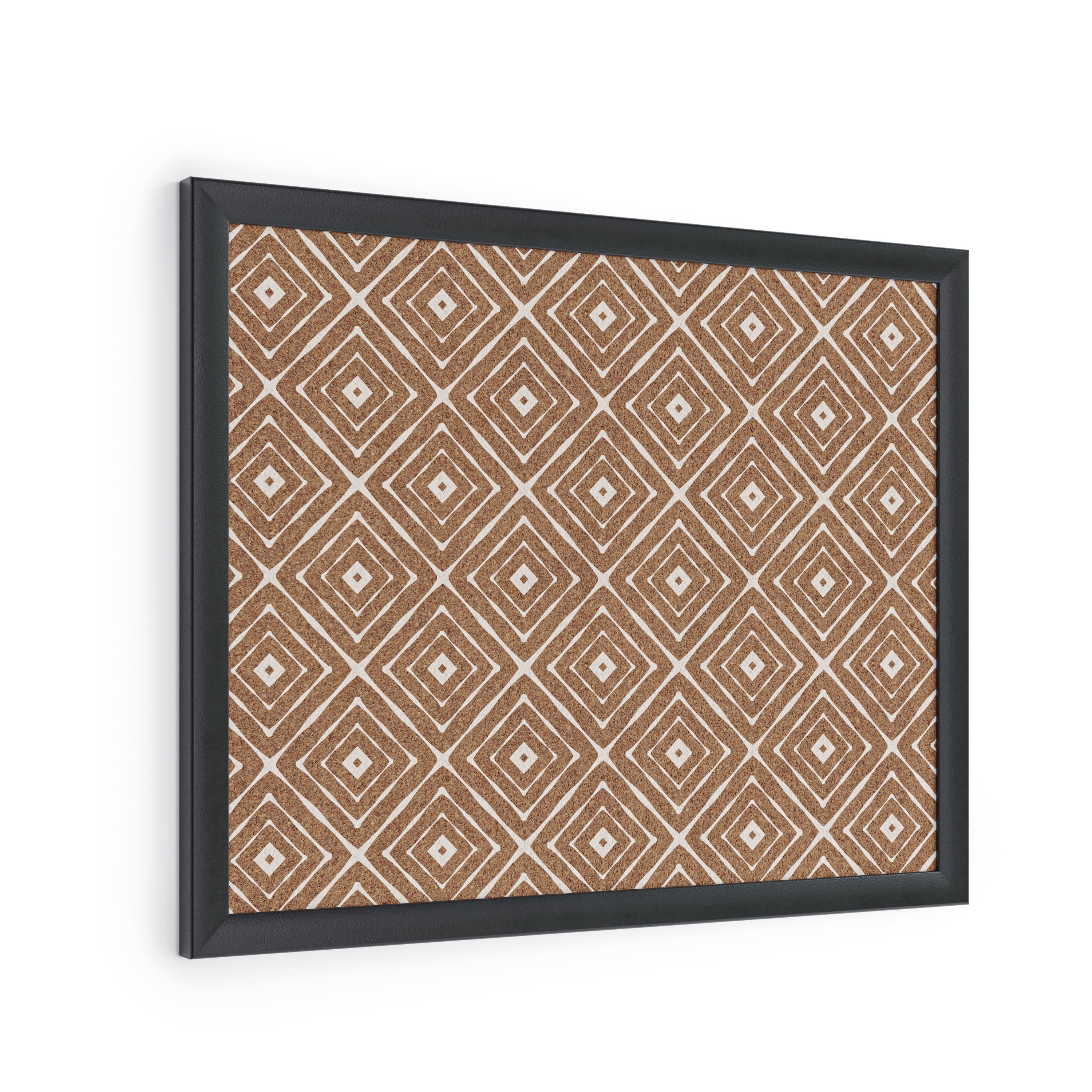 U Brands Fashion Cork Bulletin Board, 20" x 16", Brown, Black MDF Frame