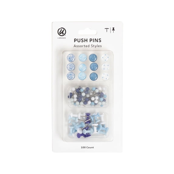 U Brands Fashion Push Pins, Set of 100, Assorted Shapes and Styles ...