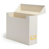 U Brands Flip Top File and Storage File Organizer Box, 9.4 x 3.7 x 13 in., Beige, Freestanding