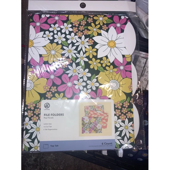 U Brands Floral File Folders Letter Size 6 Count Filing Organization