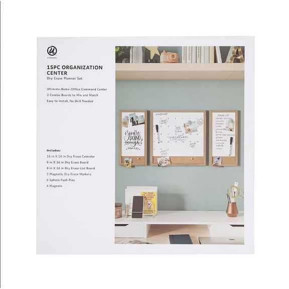U Brands Frame Command Center, 15-Pc. - Natural with Cork Strip