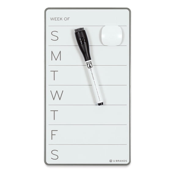 U Brands Frameless Dry Erase Weekly Board