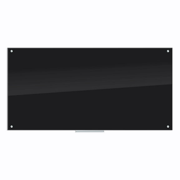 U Brands Glass Dry Erase Board, 72" x 36", Whiteboard, Black Surface, Frameless, 172U