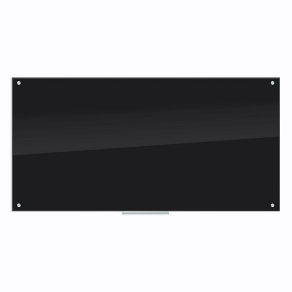 U Brands Glass Dry Erase Board, 72" x 36", Whiteboard, Black Surface, Frameless, 172U