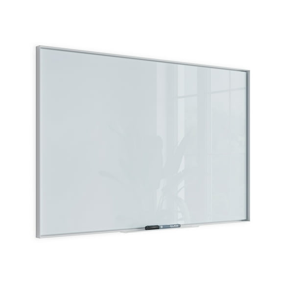 U Brands Glass Non-Magnetic Dry-Erase Board, 36 x 24 Inches, White Frosted Surface, White Aluminum Frame