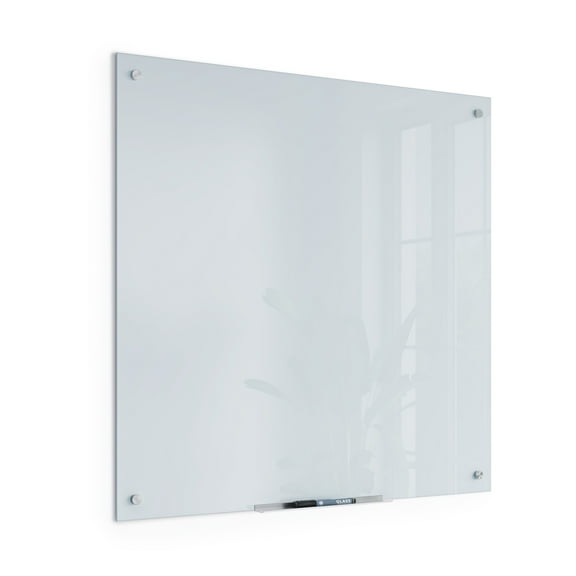 U Brands Glass Non-Magnetic Dry-Erase Board, 36 x 36 inches, White Frosted Surface, Frameless