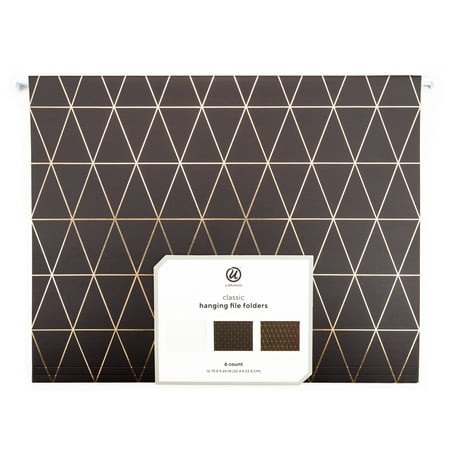 U Brands Hanging File Folders, Classic Black and White with Gold Accents, 6 Pack