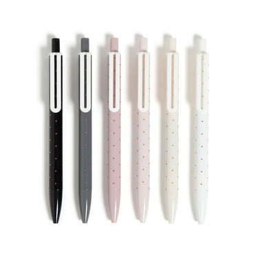 U Brands Laguna Ballpoint Pens, 6 Count, Foil Dots ,  Bold (1.0mm) Point, Black Ink