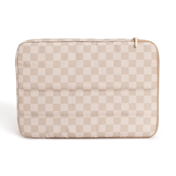 U Brands Puffer Laptop Sleeve, 15"L x 10.67"W x 1.77"D, Neutral Checkered Pattern