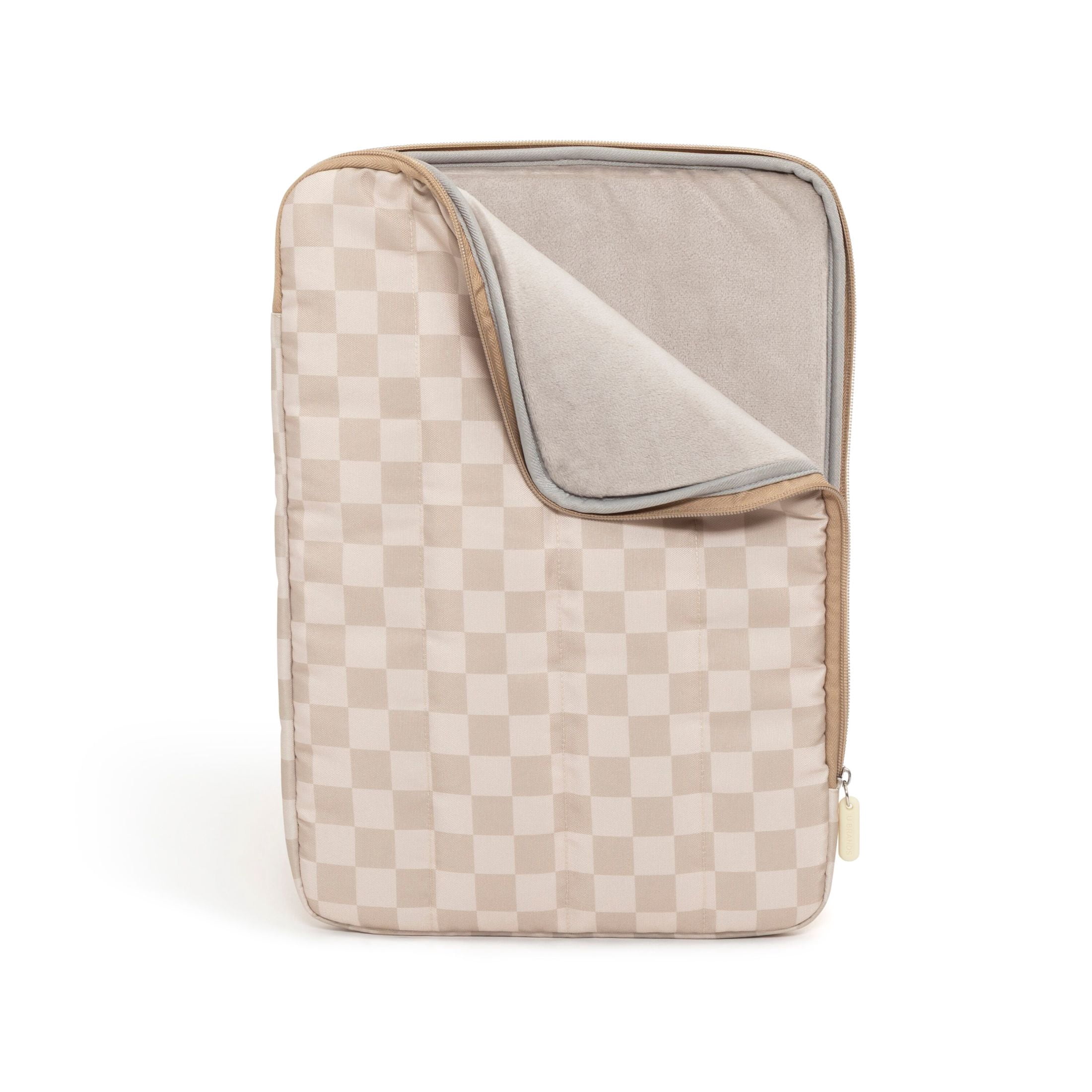 U Brands Puffer Laptop Sleeve, 15"L x 10.67"W x 1.77"D, Neutral Checkered Pattern