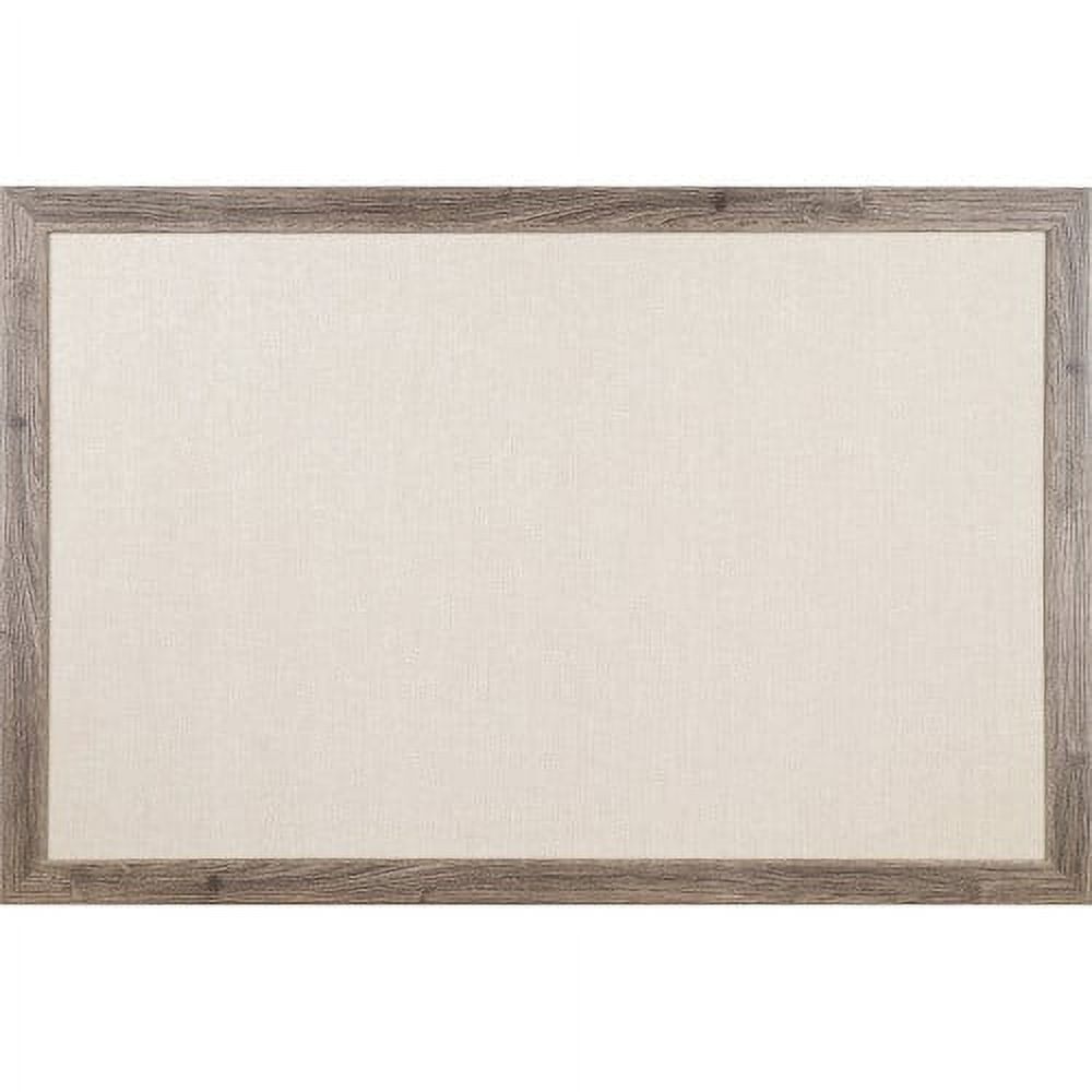 U Brands Linen Bulletin Board, 35" X 23" , Rustic Wood Frame, Each
