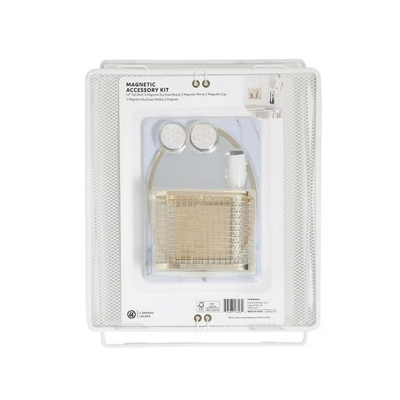 U Brands Locker Accessory Kit with Shelf, 7 ct. - Modern Marble & Gold