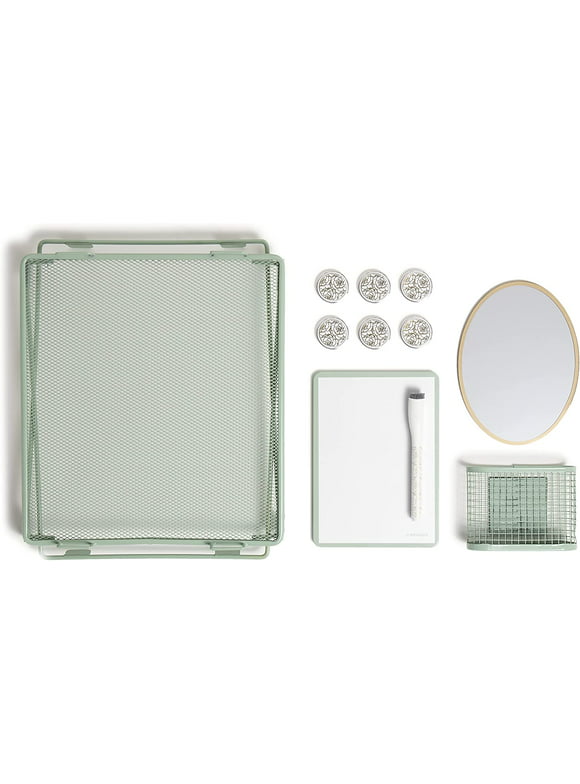 U Brands Locker Kit, 11 Piece Set, Shelf and Accessories, Green, 5992U