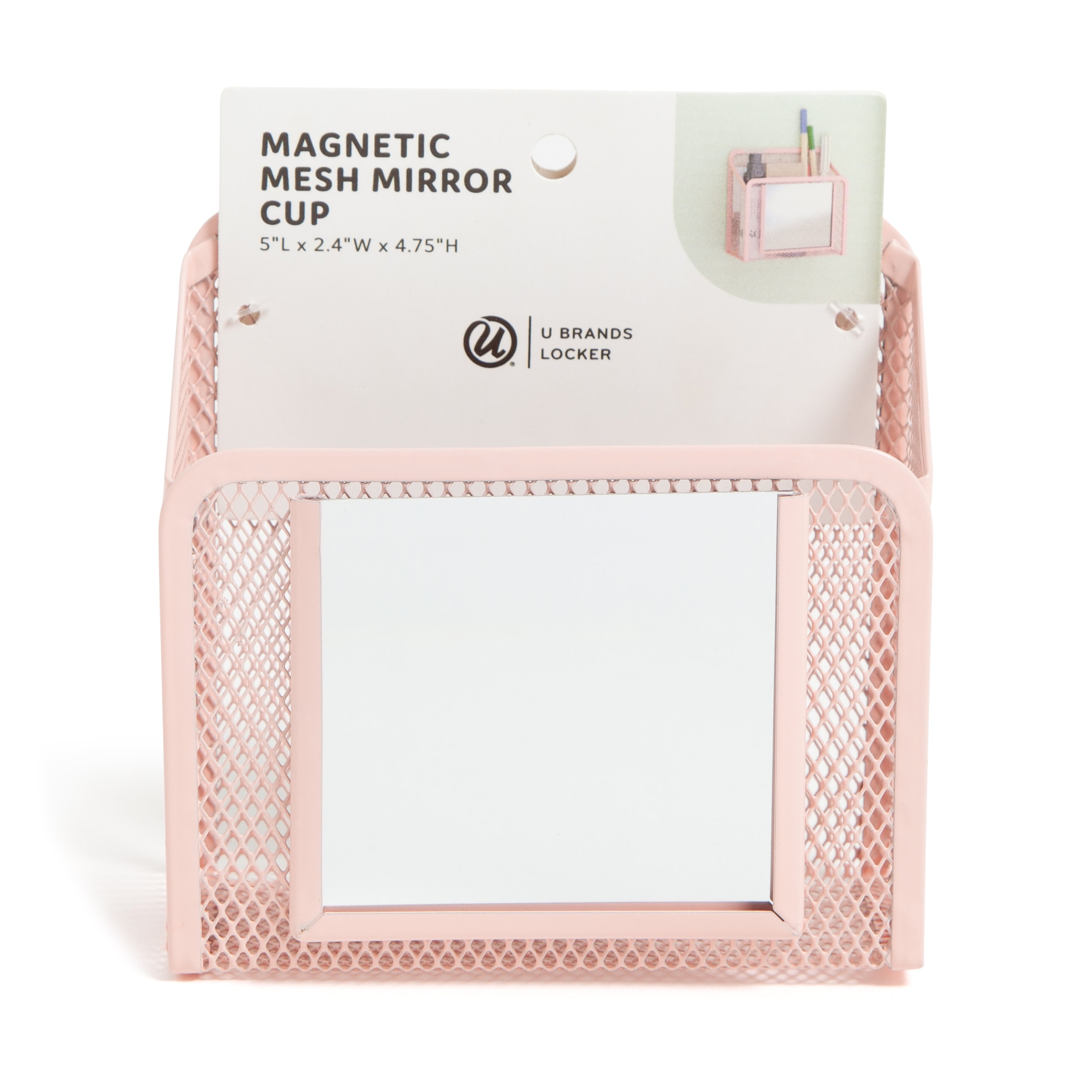 U Brands Locker Magnetic Mesh Mirror Cup, 5.71 x 2.4 x 5 in 
