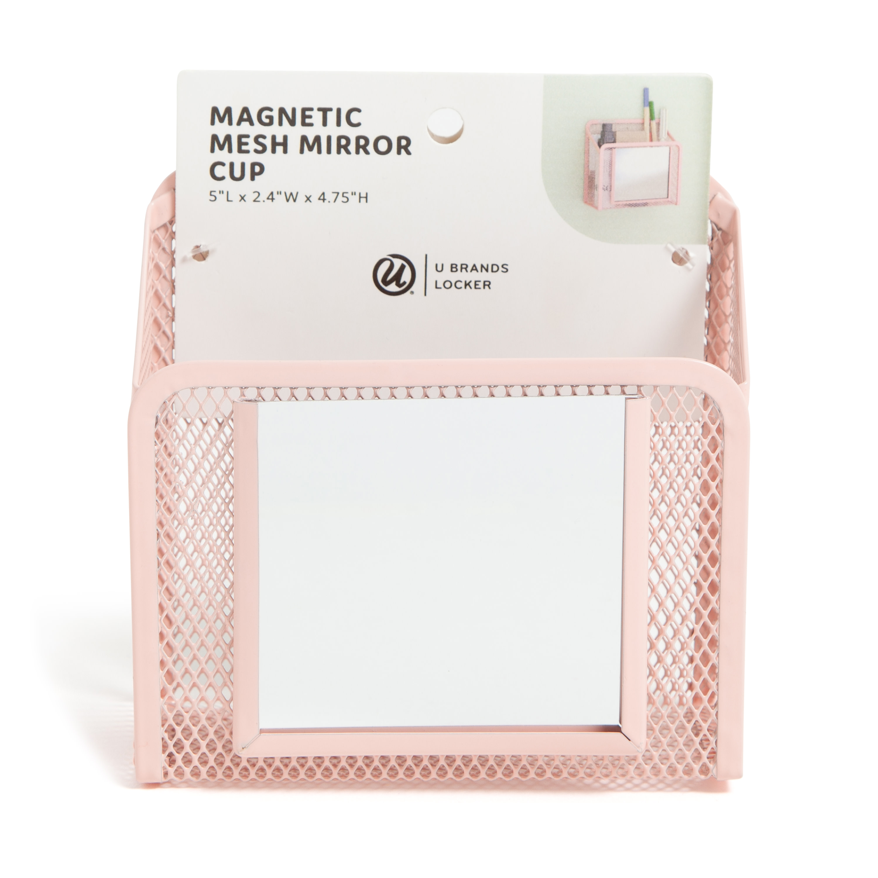 U Brands Locker Magnetic Mesh Mirror Cup, 5.71 x 2.4 x 5 in 