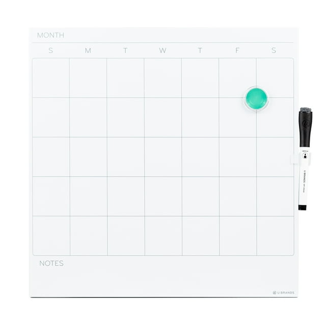 U Brands Calendar Dry Erase Board, 14 x 14 in, Frameless