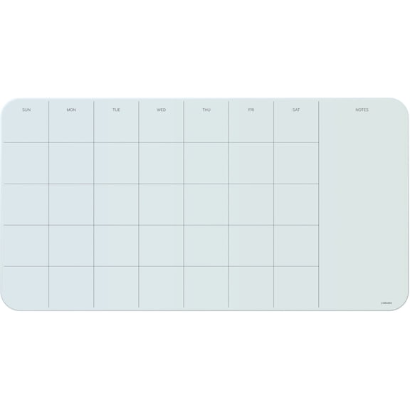 U Brands Magnetic Cubicle Glass Dry Erase Calendar Board, 23 x 12 Inches, White Frosted Surface, Frameless
