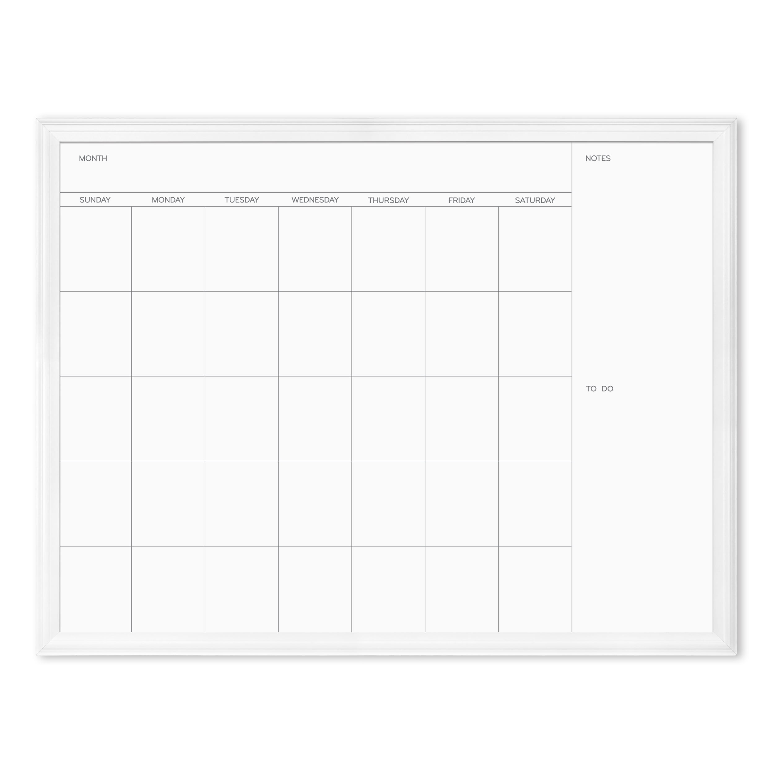 White 40"x30" Magnetic Dry Erase Calendar Board with MDF Frame