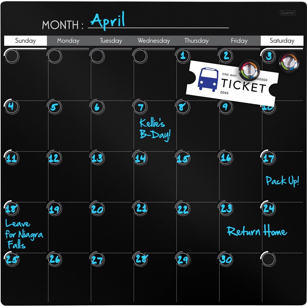 U Brands Dry Erase/Cork Weekly Calendar Board, Silver Aluminum Frame, 18 x 7.5 Inch