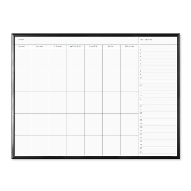 U Brands DryErase Monthly Calendar Board, 48 X 36 Inches