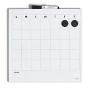 U Brands Magnetic Dry Erase Wall Calendar with White Metal Frame, Includes Marker and Magnets, 14 x 14