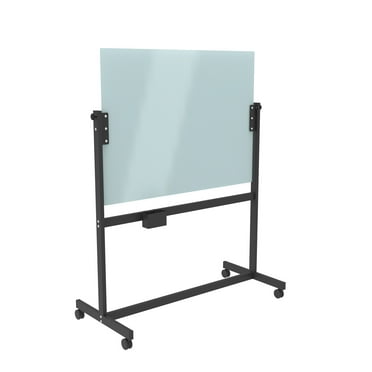 U Brands Magnetic Glass Dry-Erase Board Rolling Easel, 48 x 36 inches, White Frosted Surface (2368U00-01)