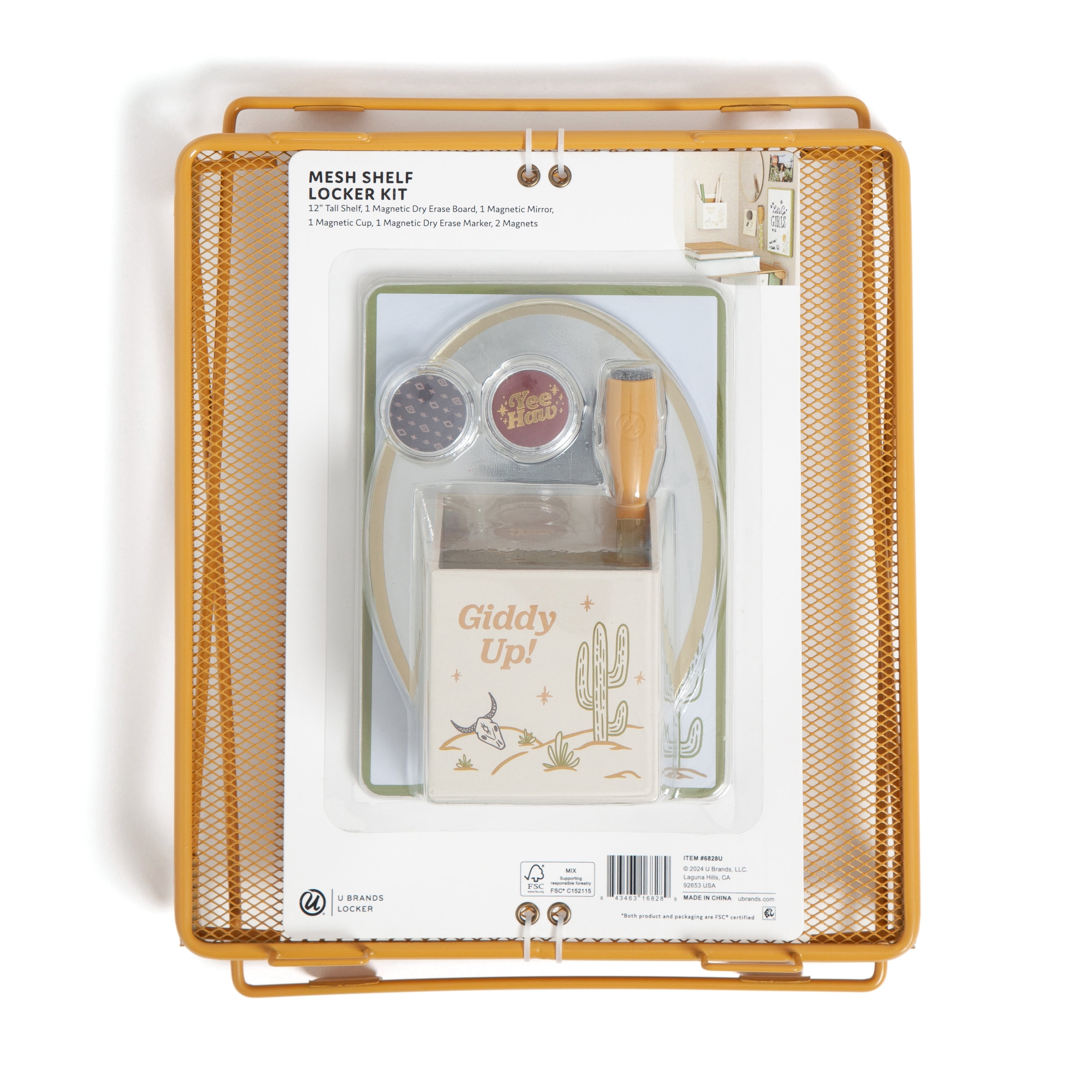 U Brands Locker Accessory Kit with Shelf, 7 Count, Giddy Up