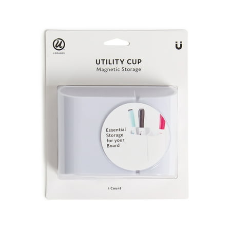 U Brands Magnetic Organizer Cup, White, Plastic, 1 Count