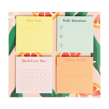 U Brands Mini Sticky Notes, Set of 4, 1.4 x 1.4 in., 25 Sheets Each, Painted Fruits Design