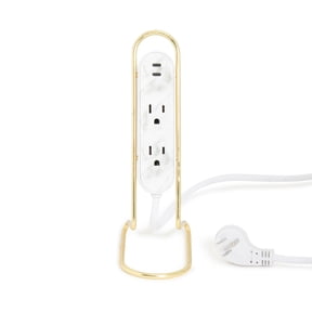 U Brands Mini Vertical Power Dock with USB-C Ports, 6ft Woven Cord, Marble Pattern