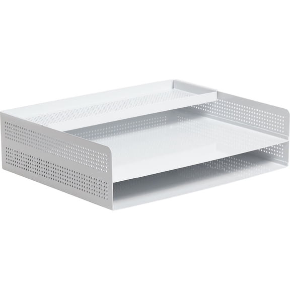 U Brands Modern Perforated Paper Tray, Office Supplies, Metal, White, 1 Count