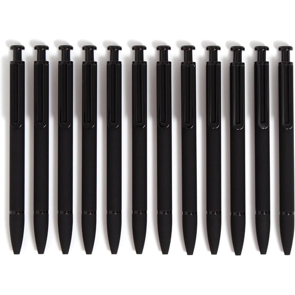 U Brands Monterey Soft Touch Ballpoint Pen, Retractable, Medium 1 Mm, Black Ink, Midnight Barrel, 12/pack